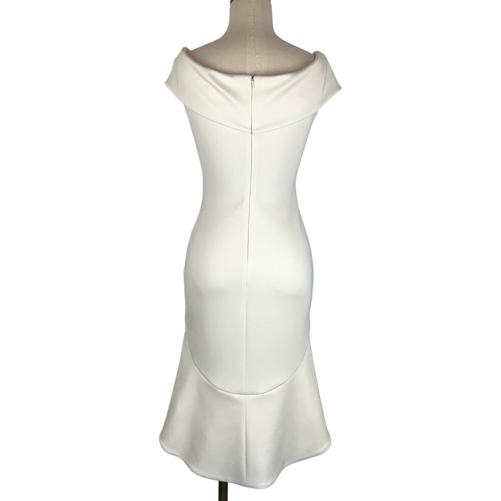 Black Halo Eve Anderson Mini Off Shoulder Cocktail Sheath Dress White Women's 2 - Picture 2 of 7